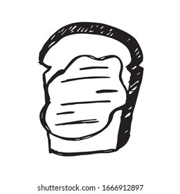Vector Illustration of Bread Bakery Food Icon on Isolated Background. Use This Hand Drawing or Sketch Icon For Graphic Design, Poster, Shirt Design and More.