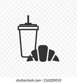 Vector Illustration Of Bread And Drink Icon In Dark Color And Transparent Background(png).