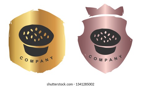 Vector Illustration of Bread Food for Baking with Rose Gold and Gold Banner or Background. Graphic Design for Logo and T-shirt.
