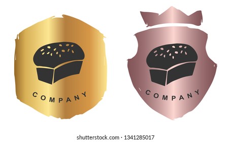 Vector Illustration of Bread Food for Baking with Rose Gold and Gold Banner or Background. Graphic Design for Logo and T-shirt.