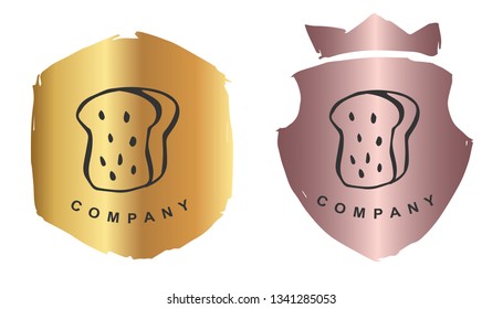 Vector Illustration of Bread Food for Baking with Rose Gold and Gold Banner or Background. Graphic Design for Logo and T-shirt.