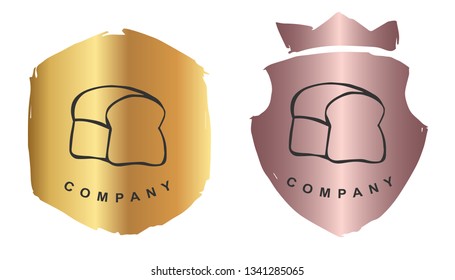 Vector Illustration of Bread Food for Baking with Rose Gold and Gold Banner or Background. Graphic Design for Logo and T-shirt.