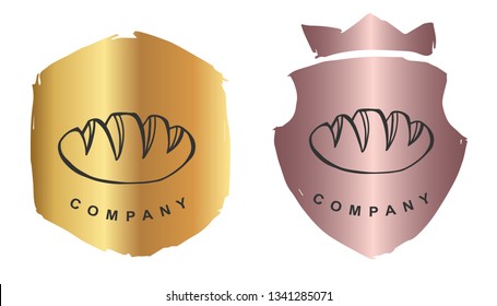Vector Illustration of Bread Food for Baking with Rose Gold and Gold Banner or Background. Graphic Design for Logo and T-shirt.