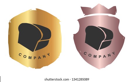 Vector Illustration of Bread Food for Baking with Rose Gold and Gold Banner or Background. Graphic Design for Logo and T-shirt.