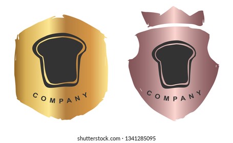 Vector Illustration of Bread Food for Baking with Rose Gold and Gold Banner or Background. Graphic Design for Logo and T-shirt.
