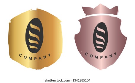 Vector Illustration of Bread Food for Baking with Rose Gold and Gold Banner or Background. Graphic Design for Logo and T-shirt.