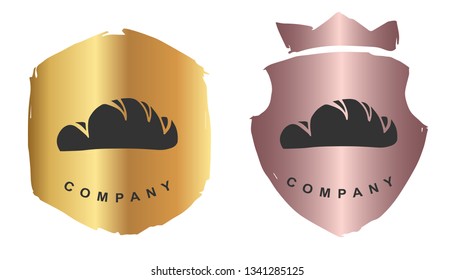 Vector Illustration of Bread Food for Baking with Rose Gold and Gold Banner or Background. Graphic Design for Logo and T-shirt.