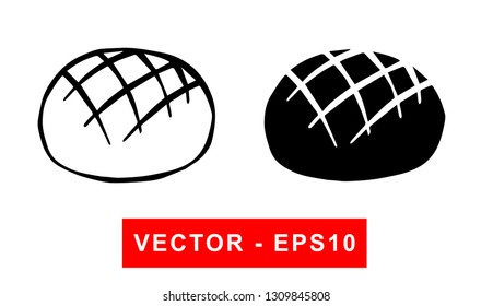 Vector Illustration of Bread. Isolated flat line and silhouette of sign, symbol, or objects for graphic design. 