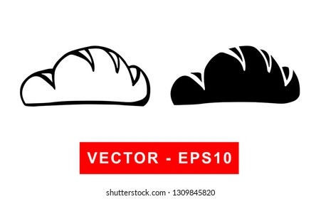 Vector Illustration of Bread. Isolated flat line and silhouette of sign, symbol, or objects for graphic design. 