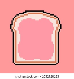 Vector illustration bread and jam in pixel art