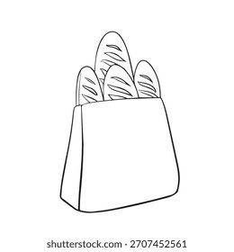 Ilustración vectorial de pan con variaciones de diseño de contorno