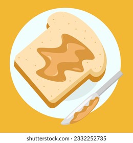 Vector illustration of bread with peanut butter, vector design, icon and graphic design