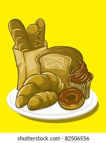Vector Illustration : bread set design element
