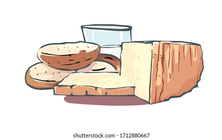 Vector illustration of a bread slices on a white background