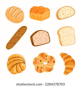 vector illustration of bread types