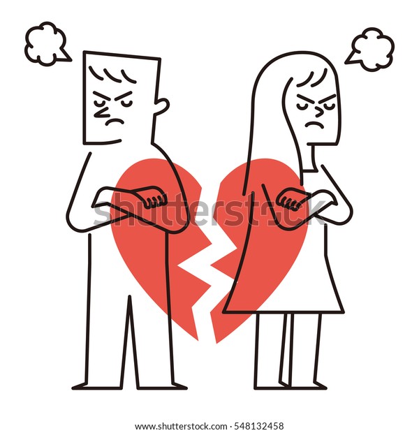 Vector Illustration Break Relationship Broken Heart Stock Vector