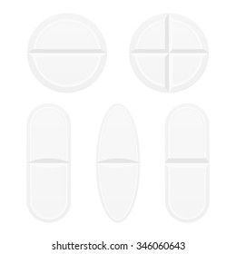 Vector illustration of breakable pills isolated on white