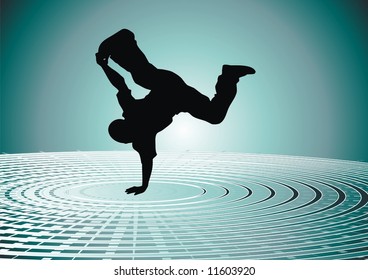 Vector illustration of a break-dancer.