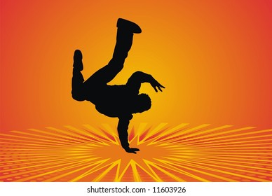 Vector illustration of a break-dancer.