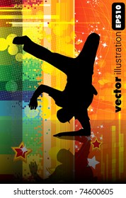 Vector illustration of breakdancer.