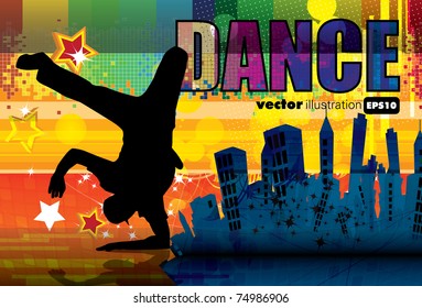 Vector illustration of breakdancer.