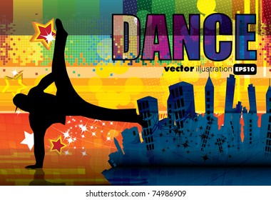 Vector illustration of breakdancer.