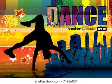 Vector illustration of breakdancer.