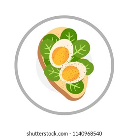 Vector illustration of Breakfast food. Bread with boiled eggs.