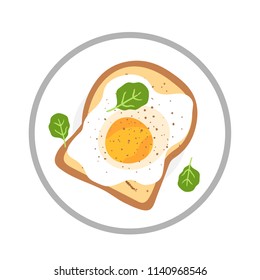 Vector illustration of Breakfast food.
Bread with fried eggs.