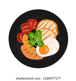 Vector illustration of Breakfast food.
Bread, sausage and eggs.