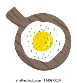Vector illustration of Breakfast food.
Fried eggs lay on a wooden tray.
