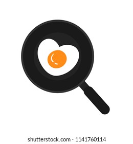 Vector illustration of Breakfast food. Fried egg on the pan.