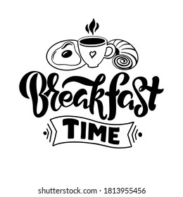 vector illustration of breakfast in lettering style