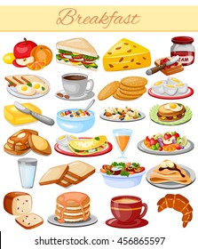 vector illustration of Breakfast Menu Food Collection