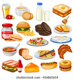 vector illustration of Breakfast Menu Food Collection