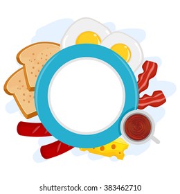 Vector Illustration of Breakfast Plate Frame 