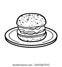 Vector illustration of a breakfast sandwich outline icon, perfect for brunch projects.