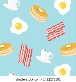 Vector Illustration Breakfast Themed Seamless Pattern Background 