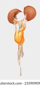 vector illustration of breaking an egg, melted egg dripping down