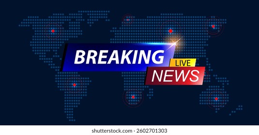Vector illustration breaking news background blue