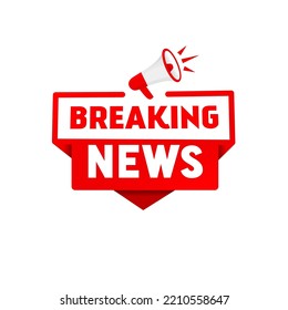 Vector illustration breaking news vector icon with megaphone. Flat style design.