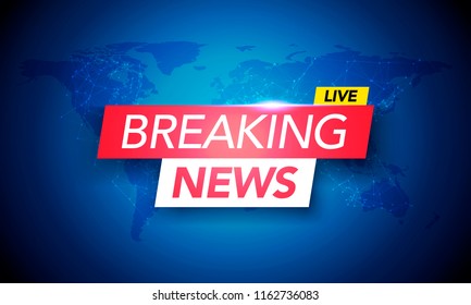 Vector Illustration Breaking News Live on World Map Background for Business and Technology