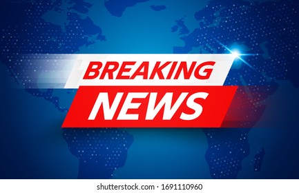 Vector Illustration Breaking News Live Banner on Glowing World Map Business Interface Background