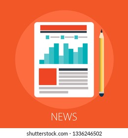 Vector illustration of breaking news and newspaper with "news" information and news article concept