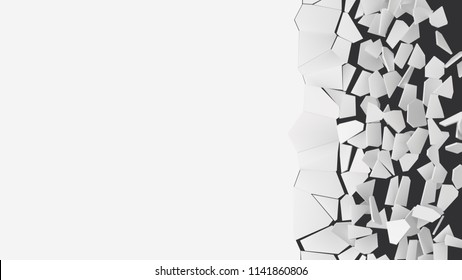 vector illustration of breaking wall with free area on left side. suitable for banner, business card, ads or other way usages.