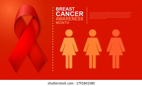 Vector illustration breast cancer awareness month. red health ribbon background concept eps 10