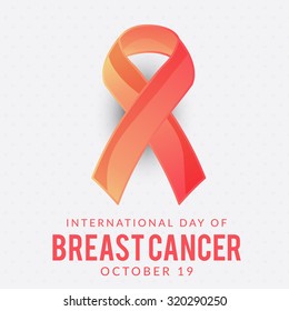 Vector illustration Breast cancer awareness pink ribbon on white background.