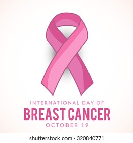 Vector illustration Breast cancer awareness pink ribbon on white background.