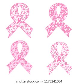 Vector illustration of a breast cancer pink ribbons awareness.