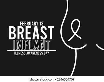 Vector illustration of Breast Implant Illness Awareness Day. February 13. Black and white concept design vector. Poster banner, card, background. Eps 10.